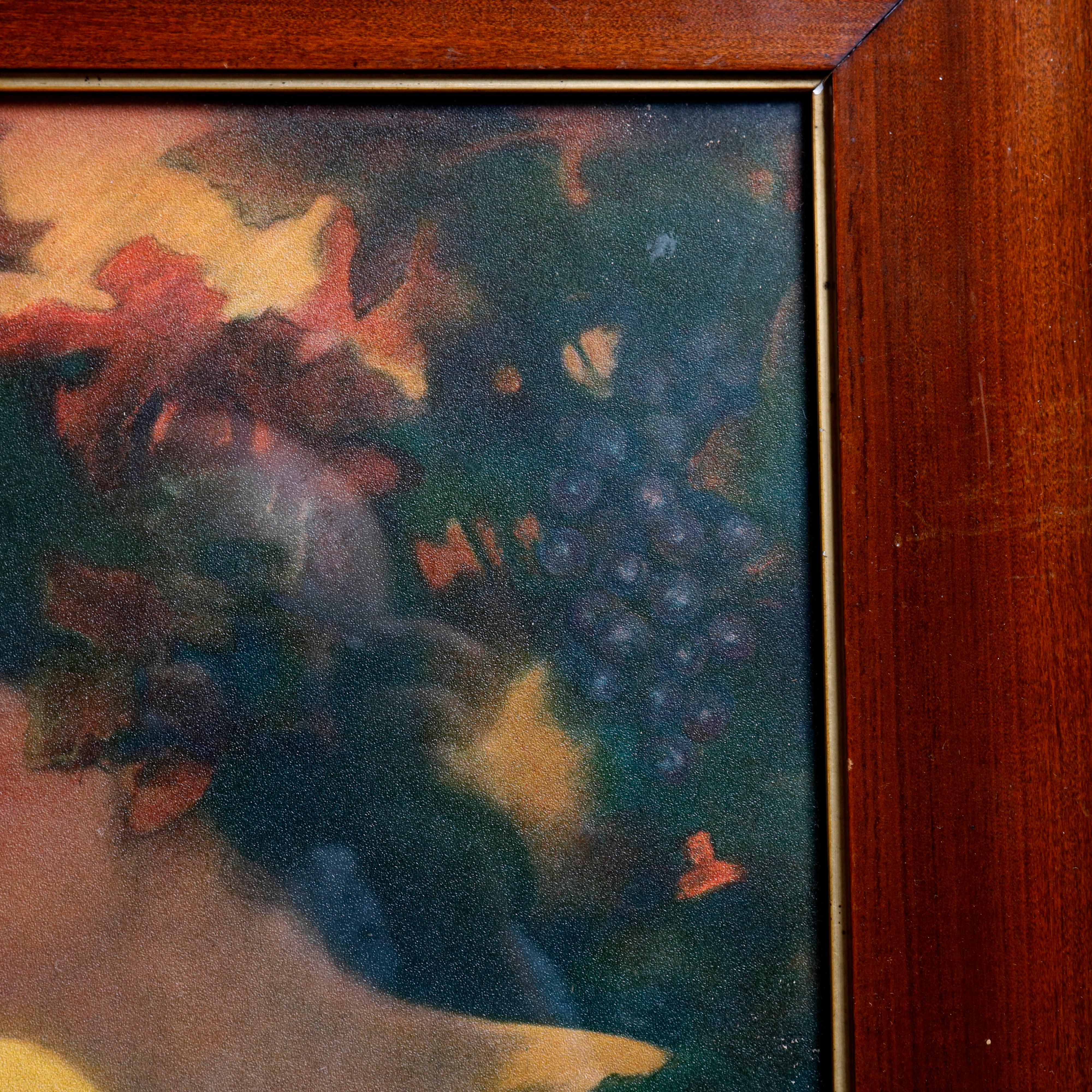 French Art Nouveau C. Allan Gilbert Paris School Portrait Print, Woman & Grapes