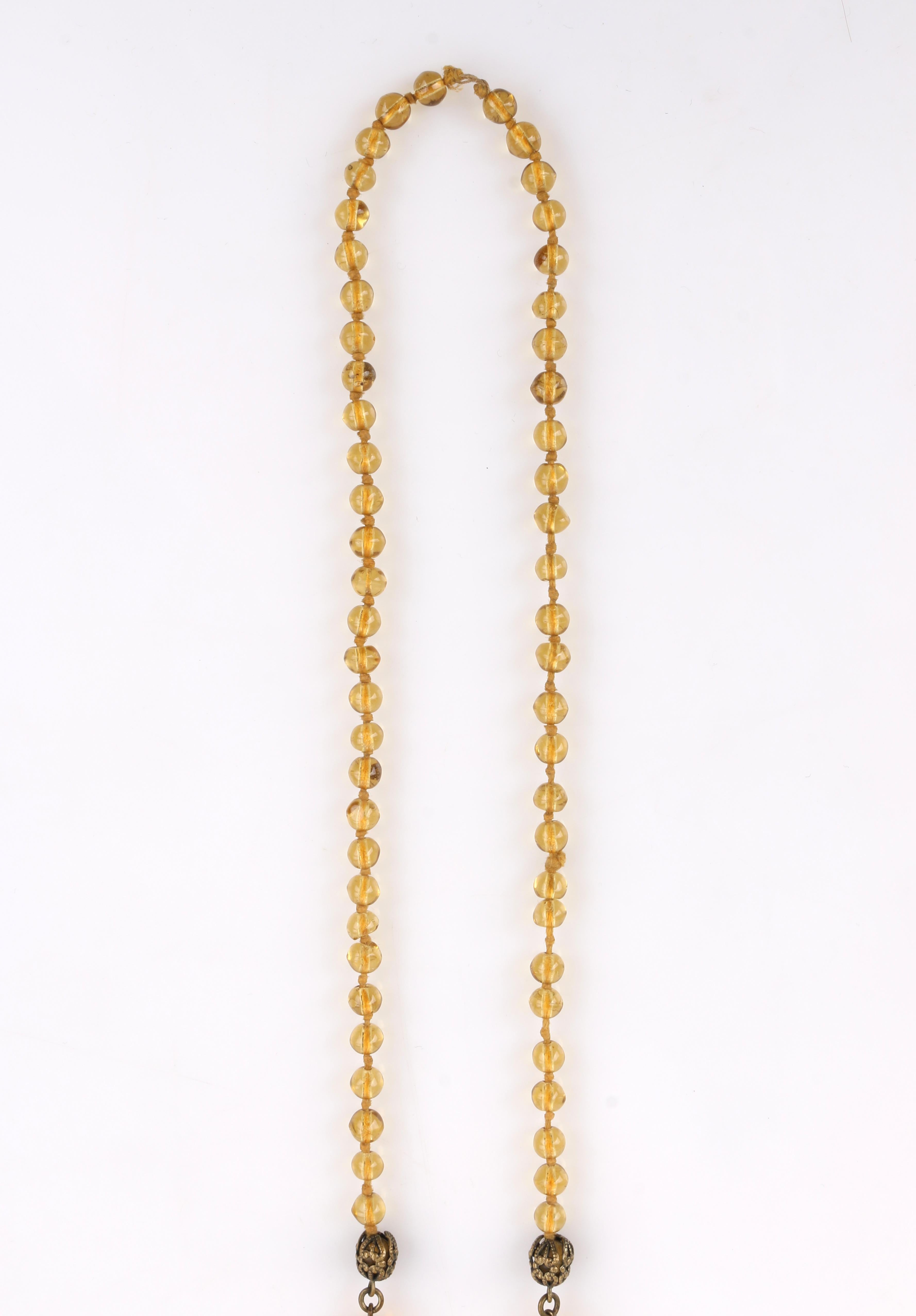 Details about   Vintage Amber Brown Lampwork Art Glass Bead Necklace SE20BN03 