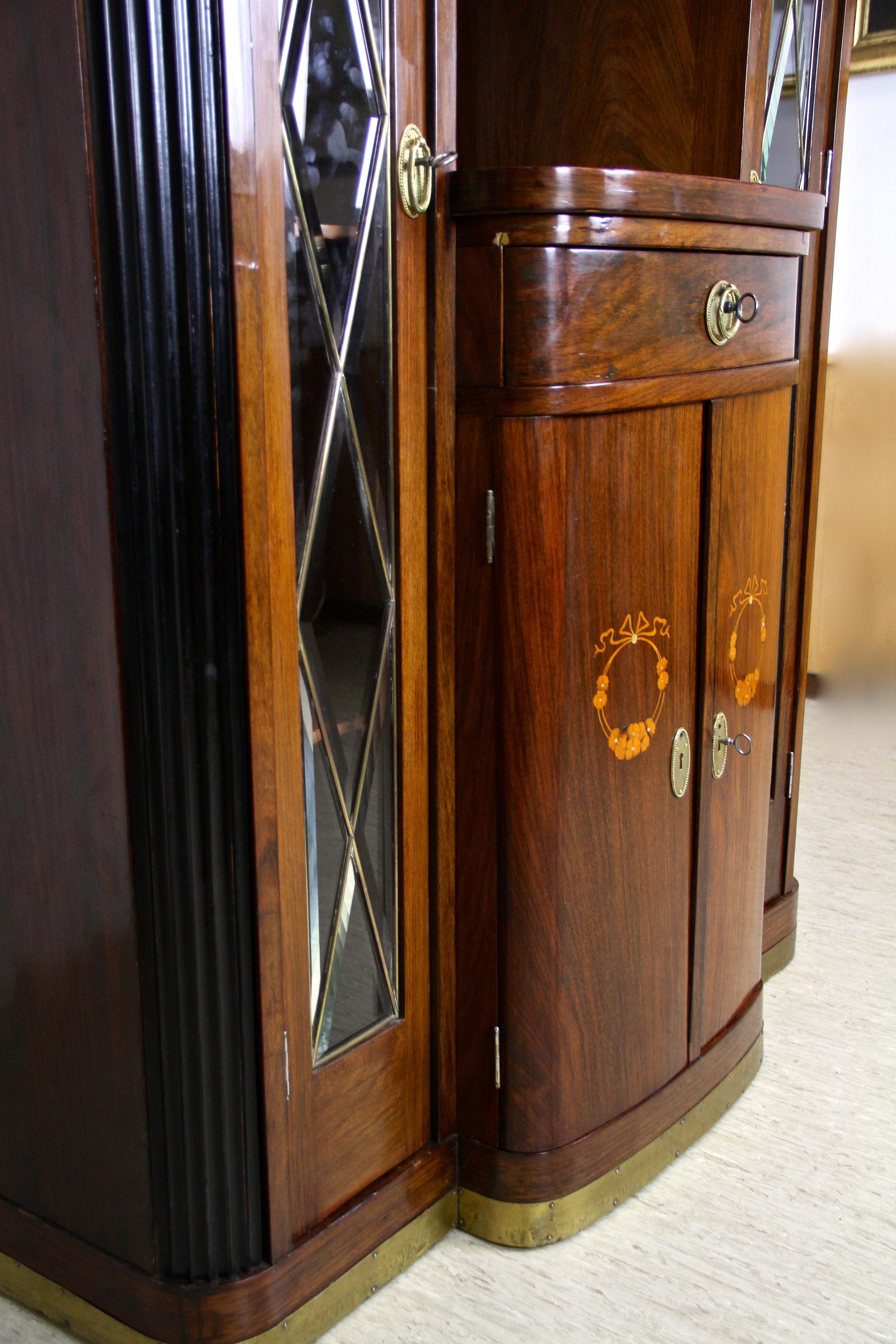 Art Nouveau Cabinet/ Buffet with Faceted Glass Doors, Austria, circa 1910 5