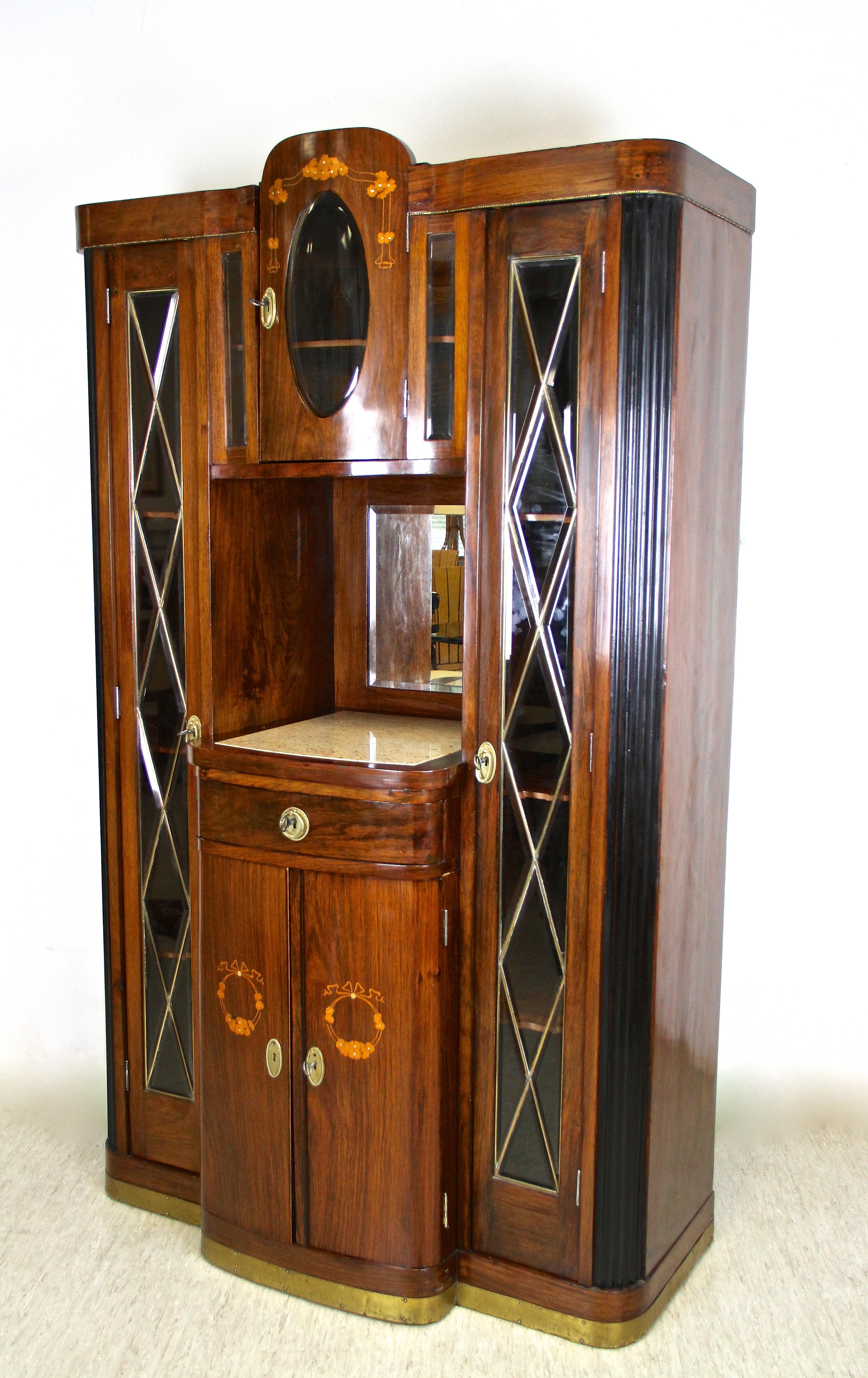 Art Nouveau Cabinet/ Buffet with Faceted Glass Doors, Austria, circa 1910 9