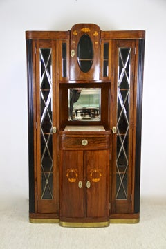 Art Nouveau Cabinet/ Buffet with Faceted Glass Doors, Austria, circa 1910