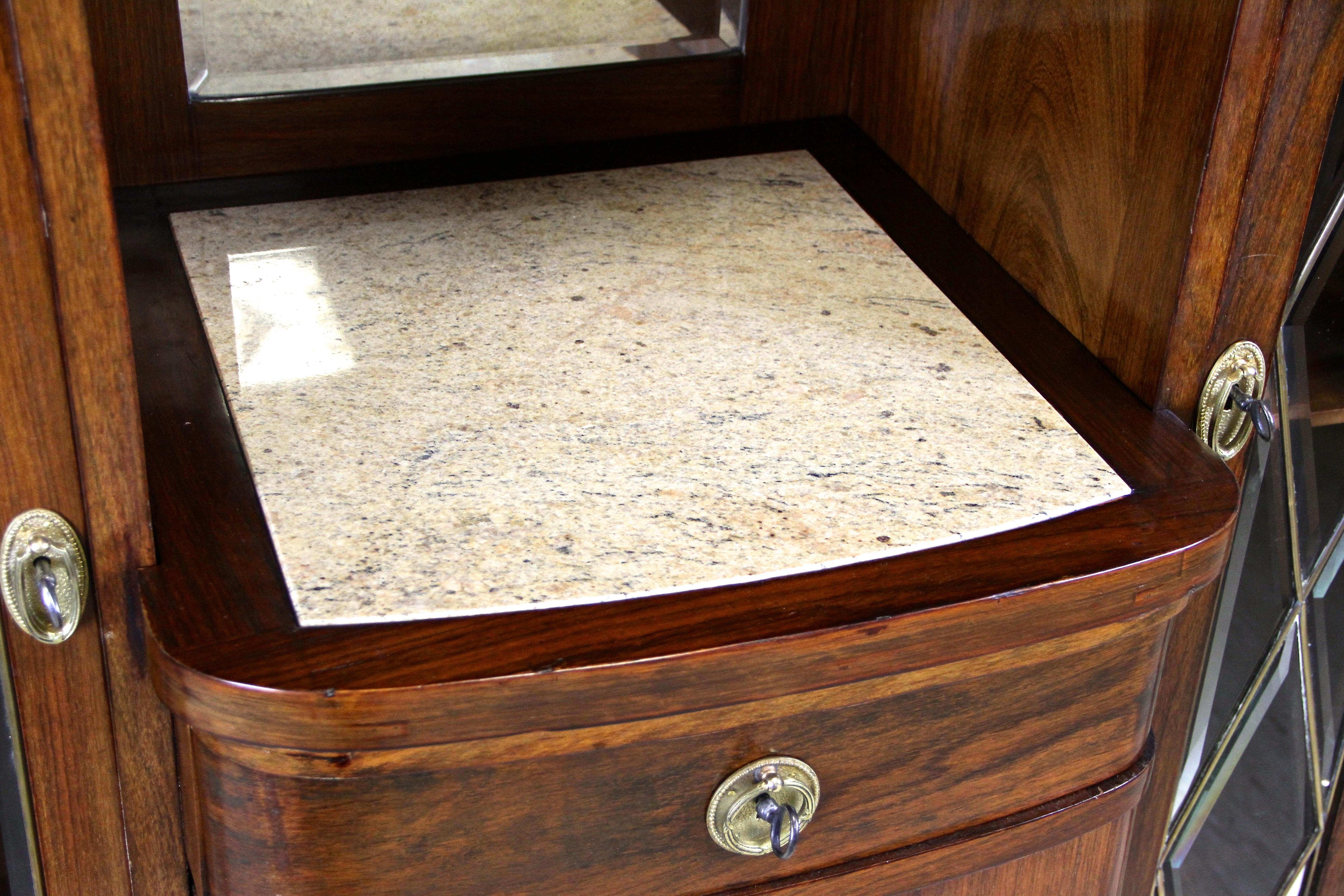 Austrian Art Nouveau Cabinet/ Buffet with Faceted Glass Doors, Austria, circa 1910