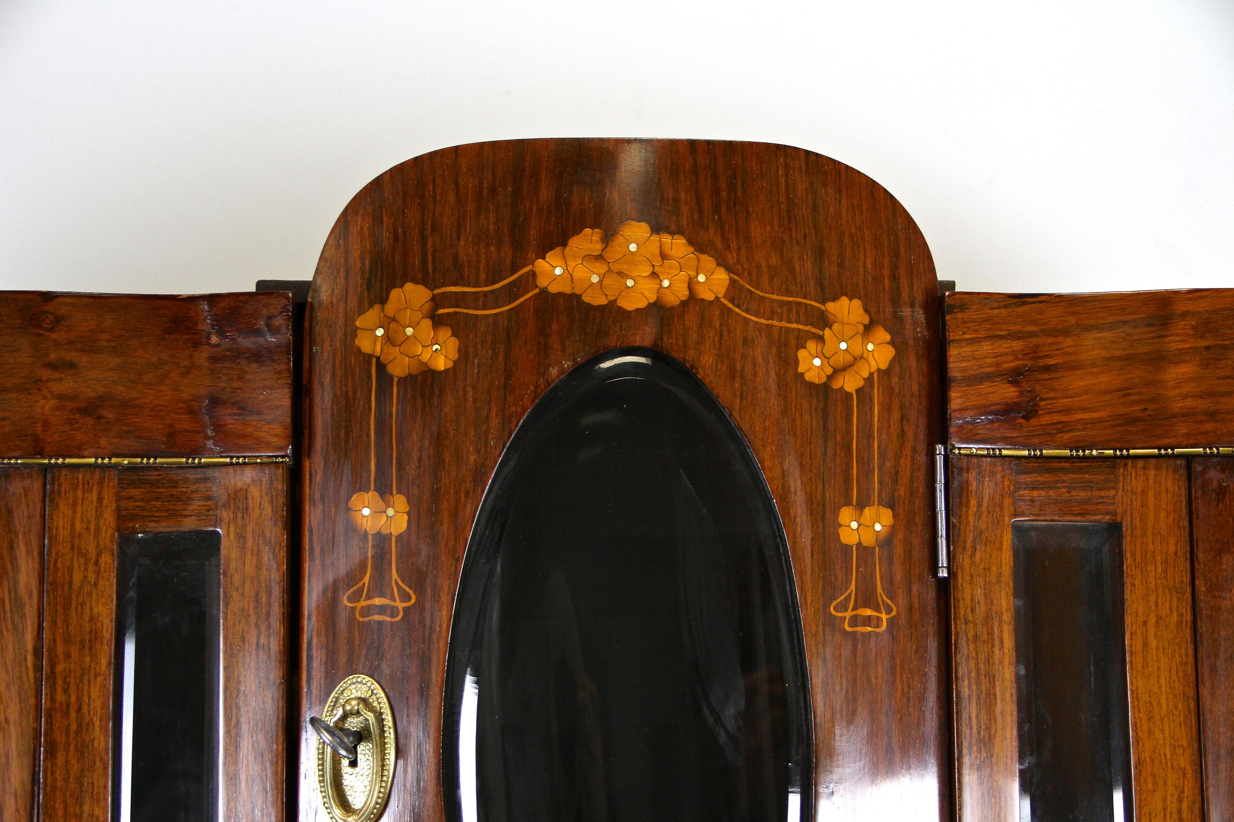 20th Century Art Nouveau Cabinet/ Buffet with Faceted Glass Doors, Austria, circa 1910