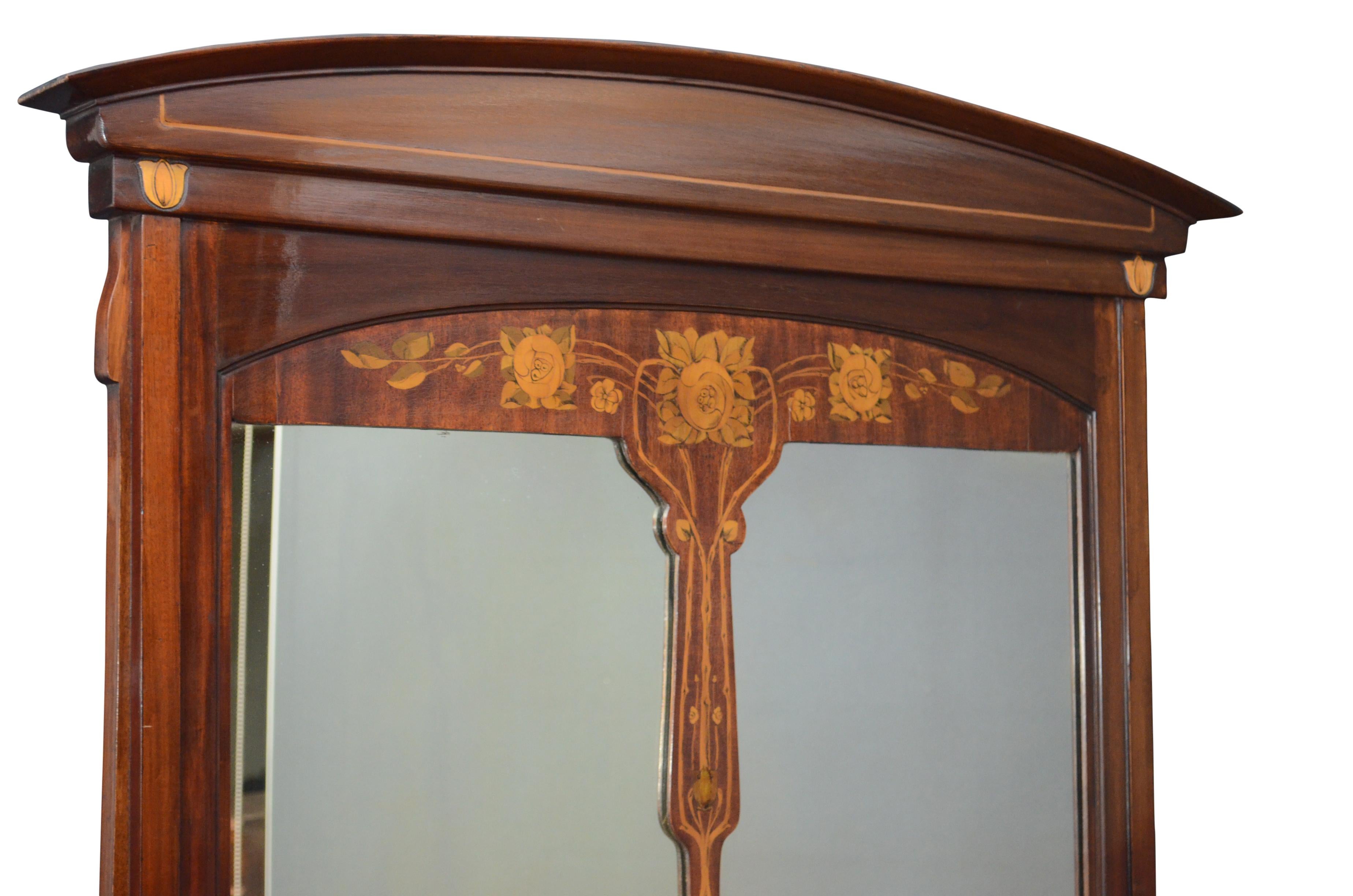 English Art Nouveau Cabinet Stand with Mirror For Sale