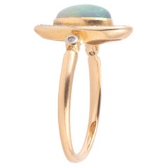 Art Nouveau Cabochon Opal And Diamond Ring 1910's