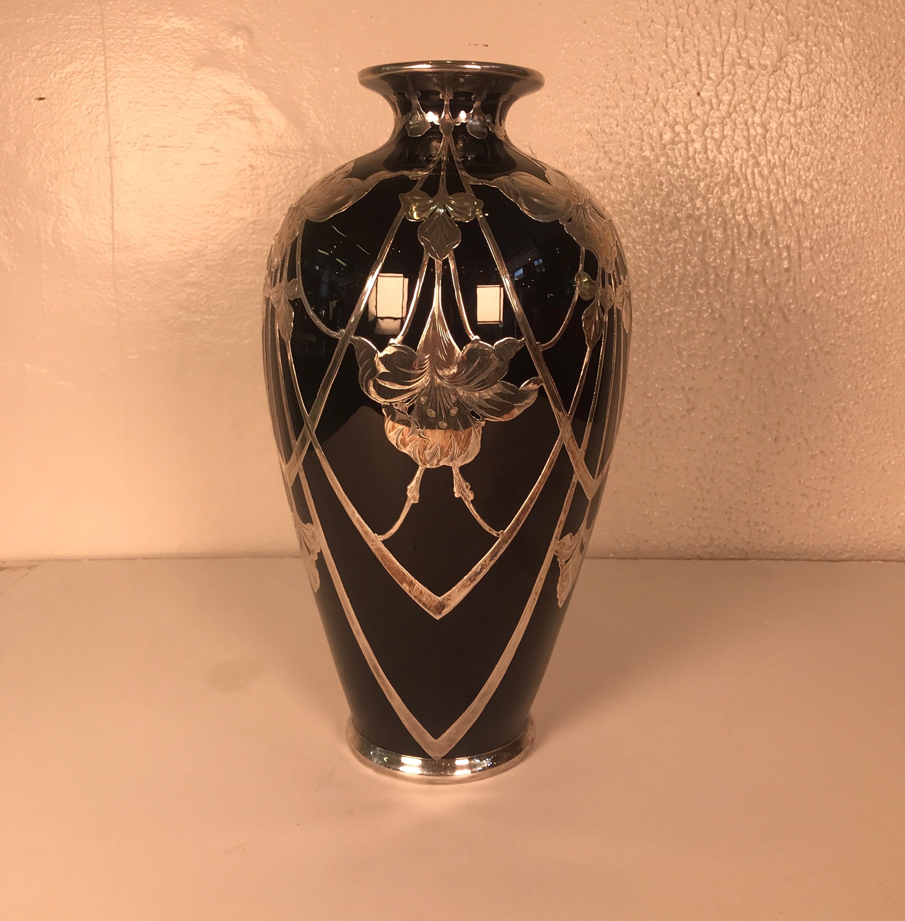 Art Nouveau CAC Lenox Silver Overlay Vase 1
