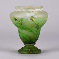 Art Nouveau Cameo Etched and Enamelled Glass 'Crocus' Vase by Daum Freres