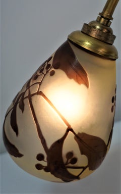 Art Nouveau Cameo Glass Gilt Bronze Piano Lamp by Galle