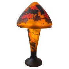 Art Nouveau cameo glass table lamp after Gallé, signed, circa 1975
