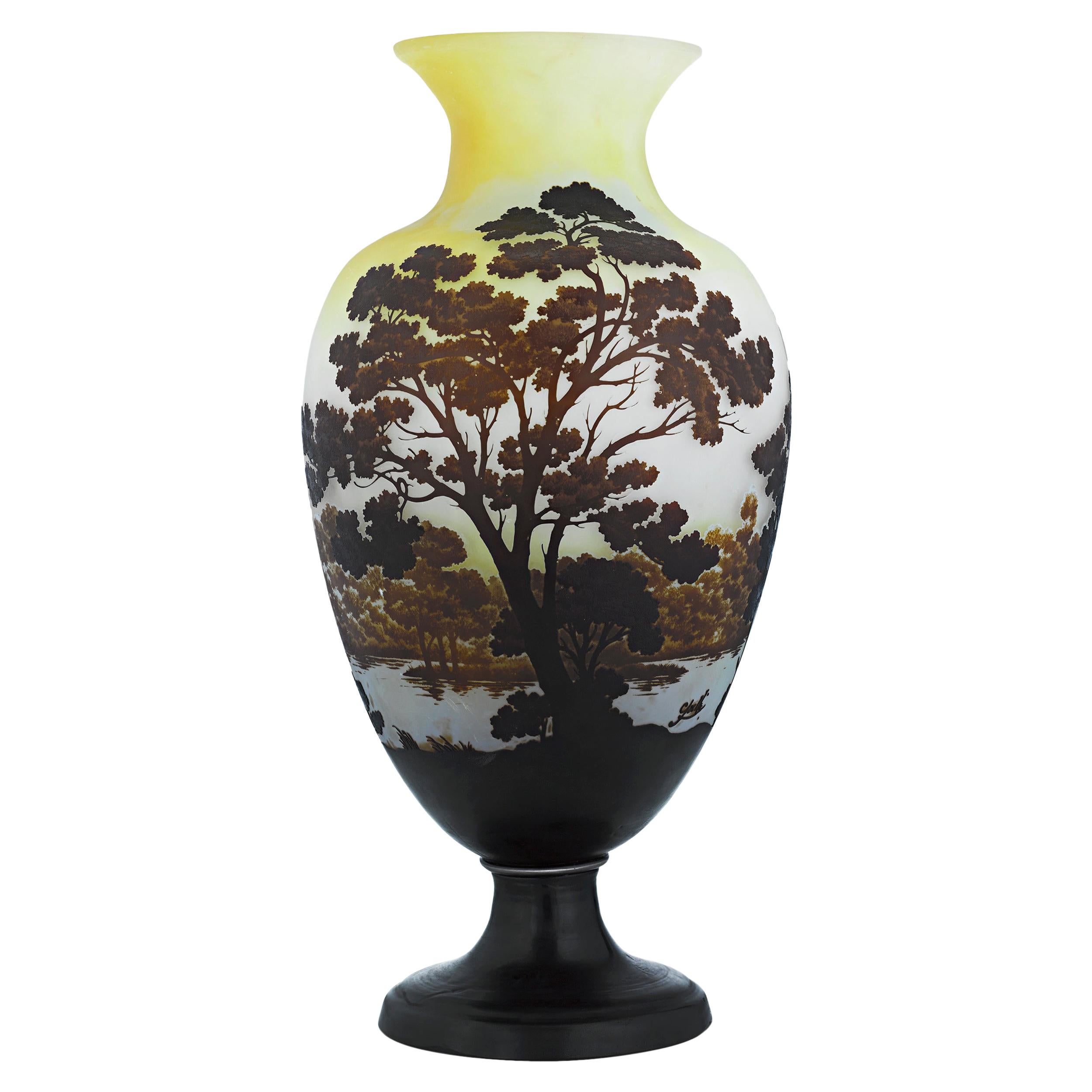 Art Nouveau Cameo Glass Vase by Gallé