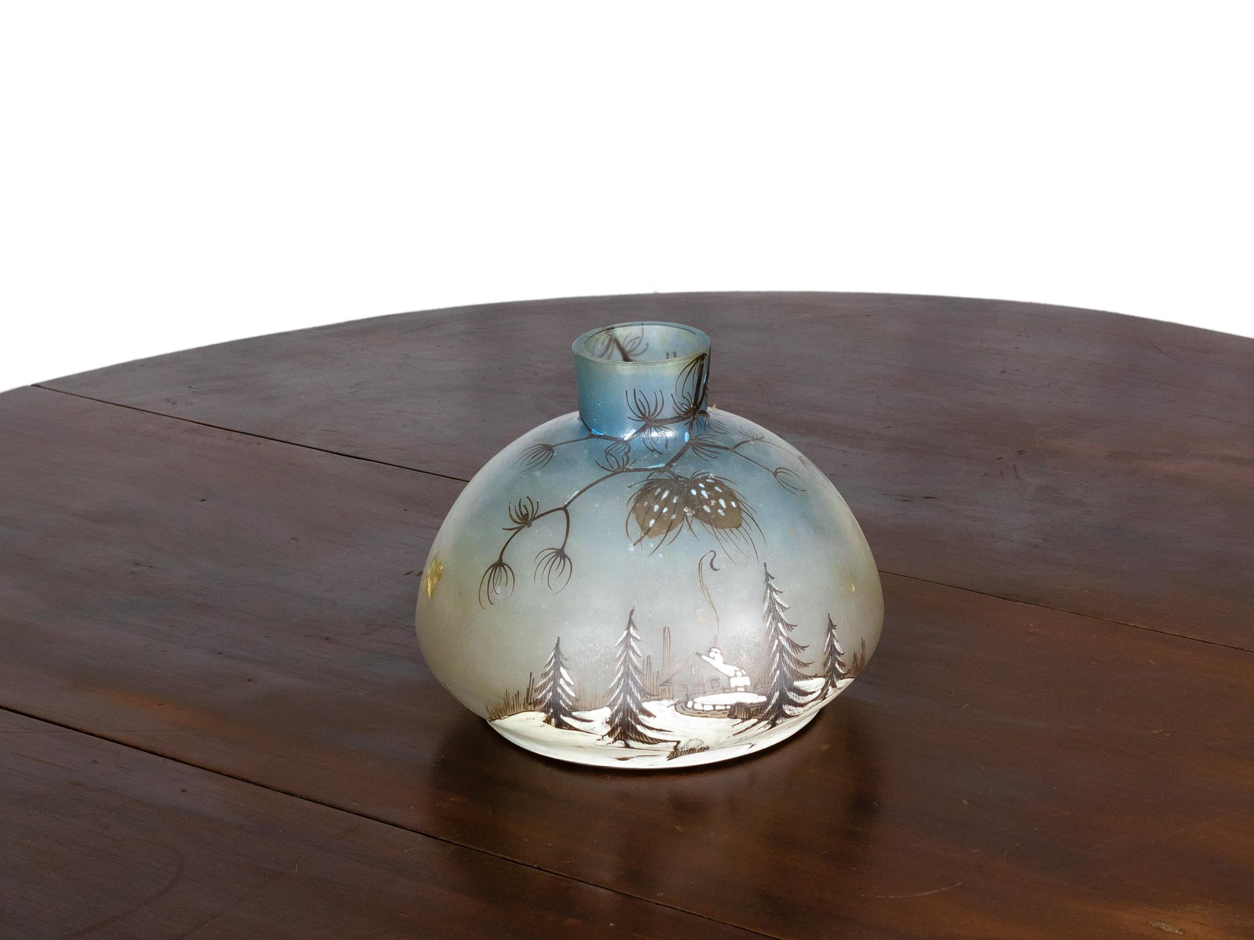 Francese Vaso in vetro cammeo Art Nouveau di Leune, Francia, XX secolo in vendita