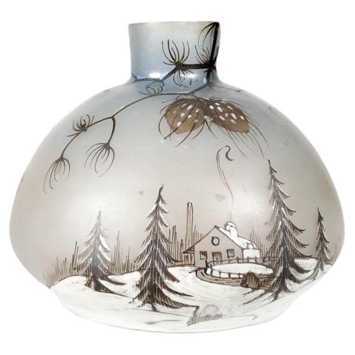 Art Nouveau Cameo Glass Vase by Leune, France, 20th Century