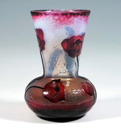 Art Nouveau Cameo Vase 'Coquelicot', Corn Poppy Decor, Daum Nancy, France, 1895