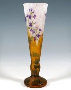 Art Nouveau Cameo Vase, Julienne Des Dames, Daum Nancy, France, Circa 1910