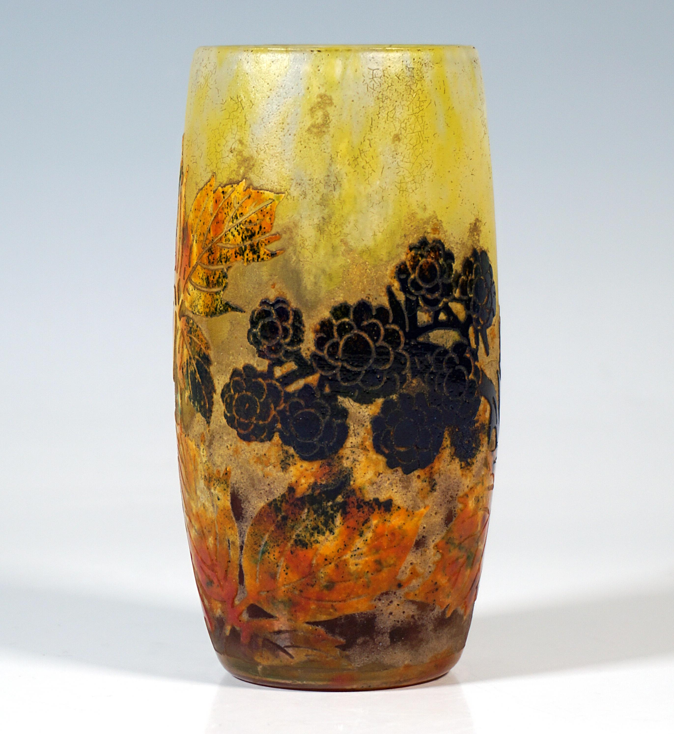 Jugendstil-Kamee-Vase 'Mûres Sauvages', Daum Nancy, Frankreich, ca. 1900/1905 (Art nouveau) im Angebot