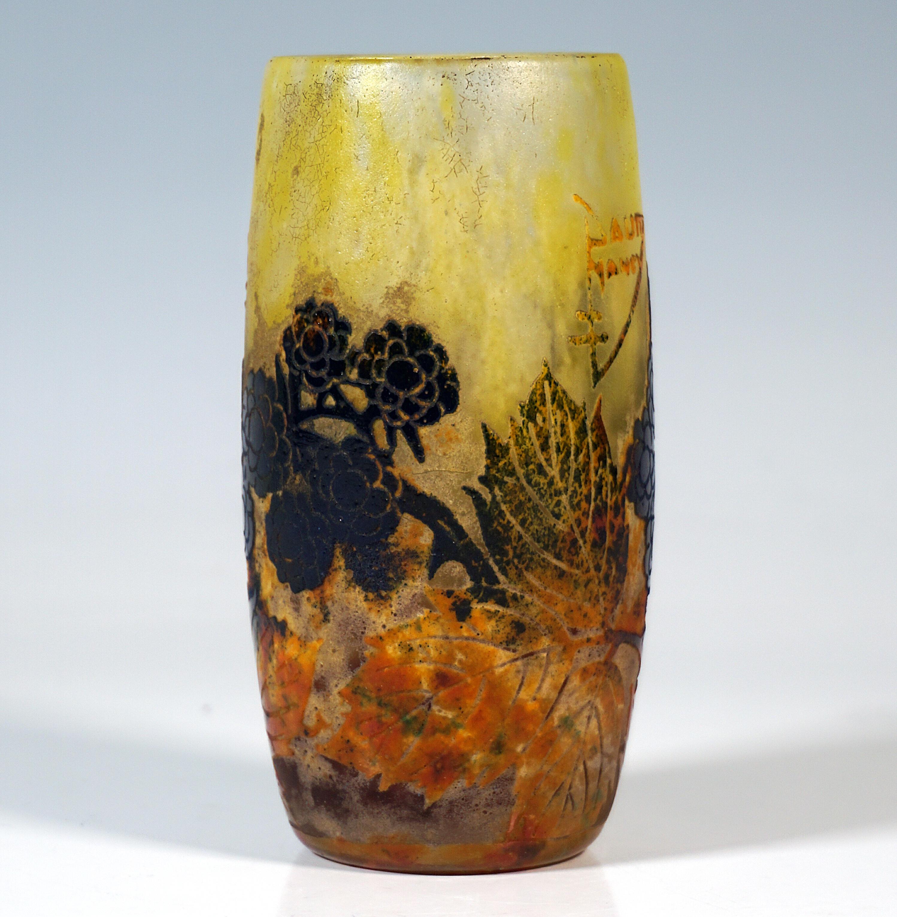 Jugendstil-Kamee-Vase 'Mûres Sauvages', Daum Nancy, Frankreich, ca. 1900/1905 (Französisch) im Angebot