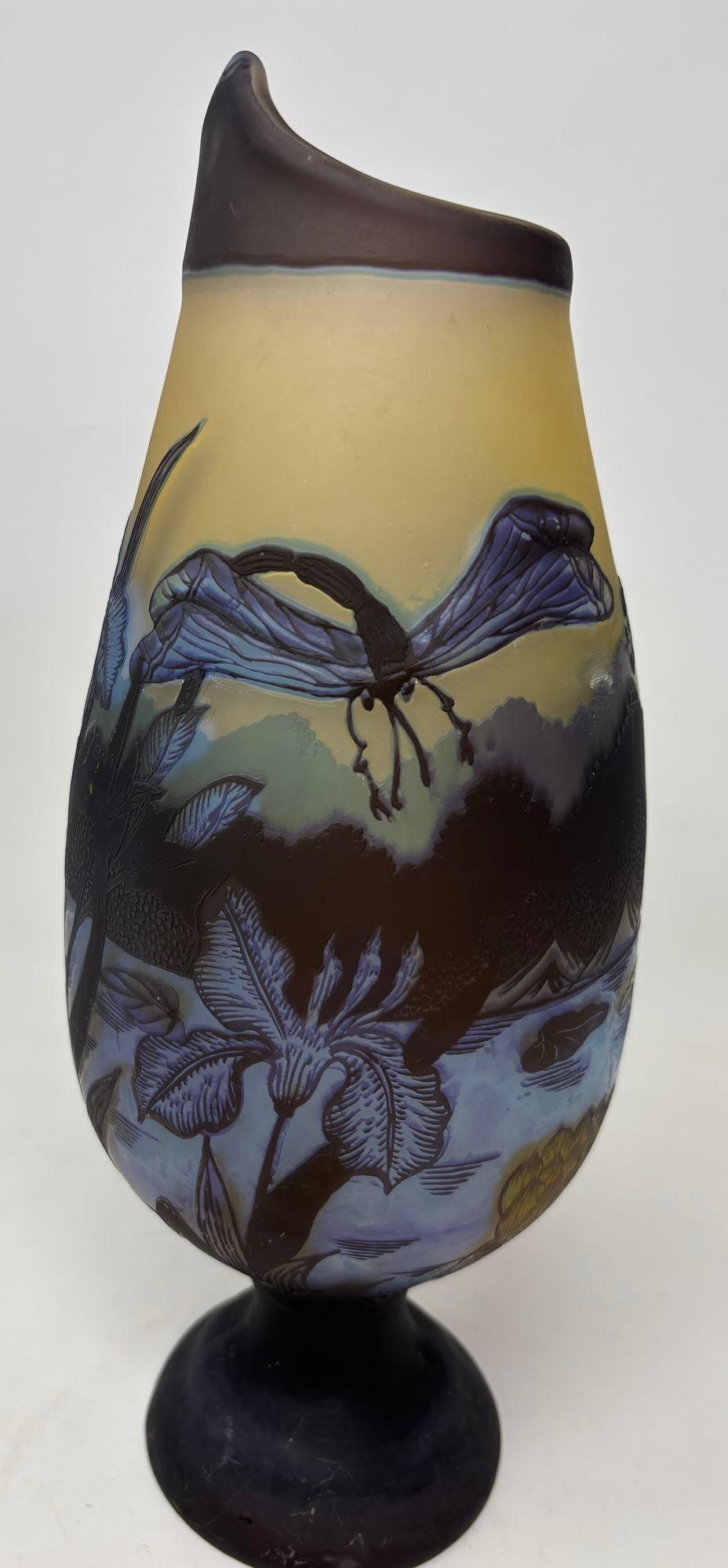 Art Nouveau Cameo Vase Signed Emile Galle 14 inches For Sale 4