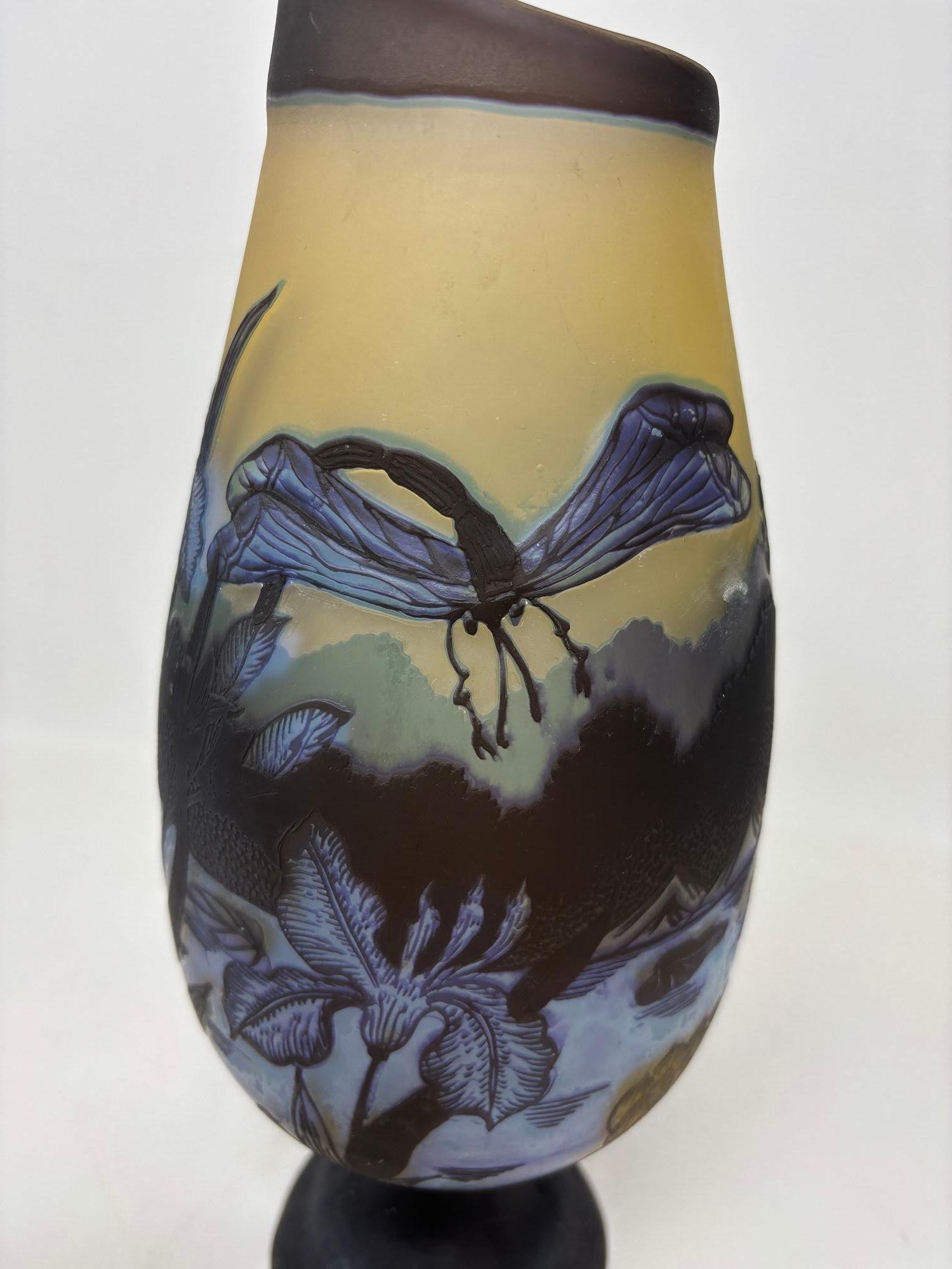 Art Nouveau Cameo Vase Signed Emile Galle 14 inches For Sale 5