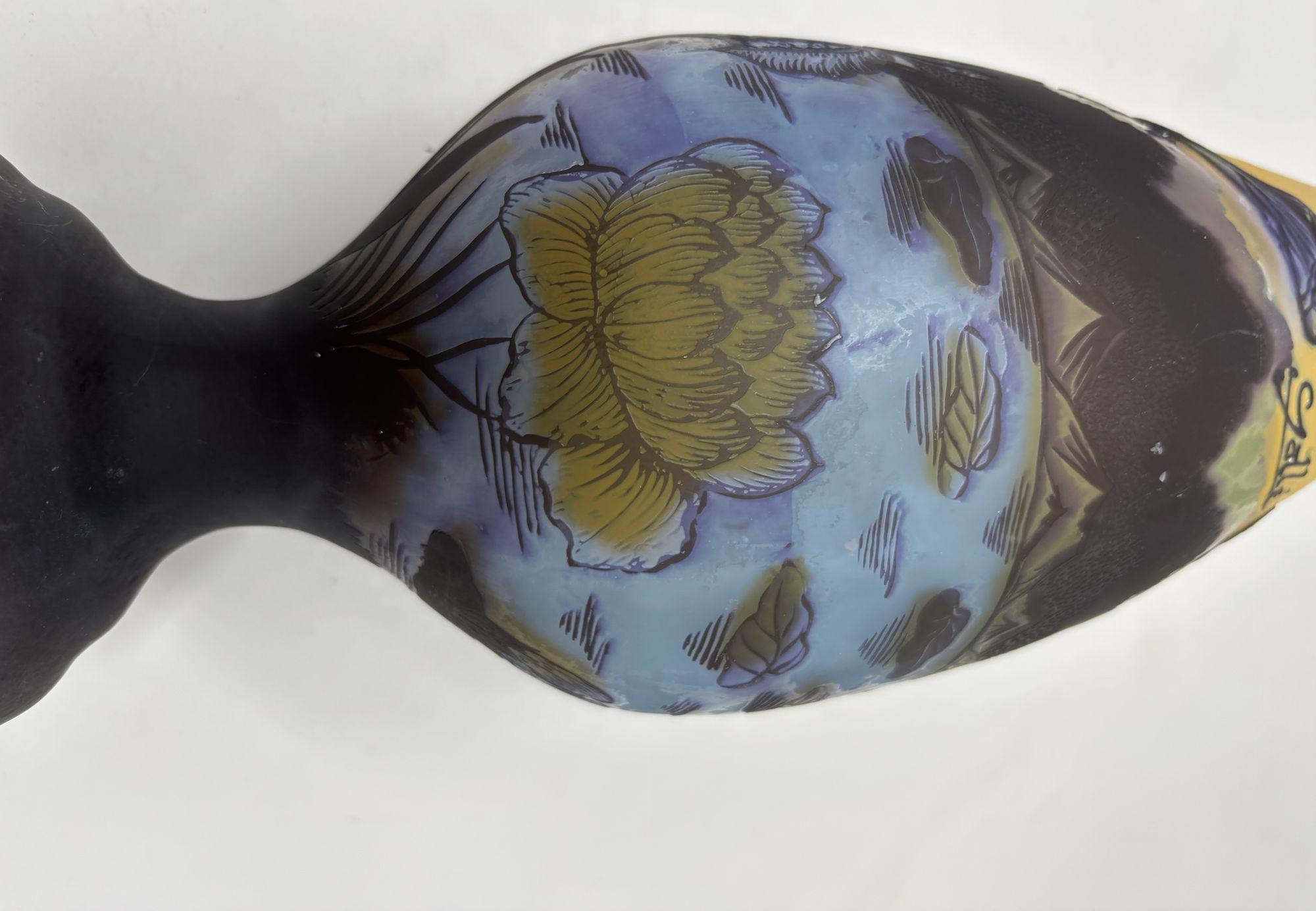 Art Nouveau Cameo Vase Signed Emile Galle 14 inches For Sale 9