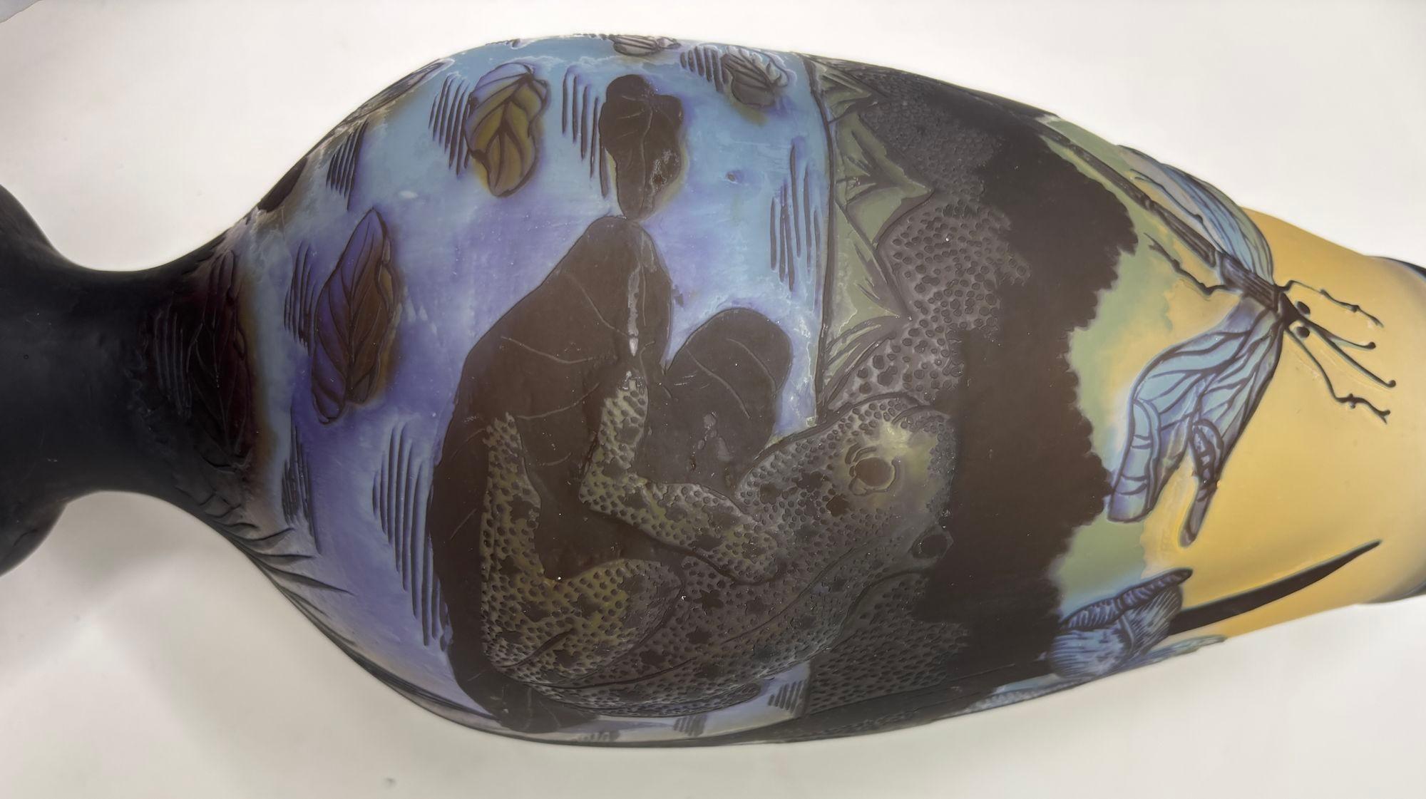 Art Nouveau Cameo Vase Signed Emile Galle 14 inches For Sale 12
