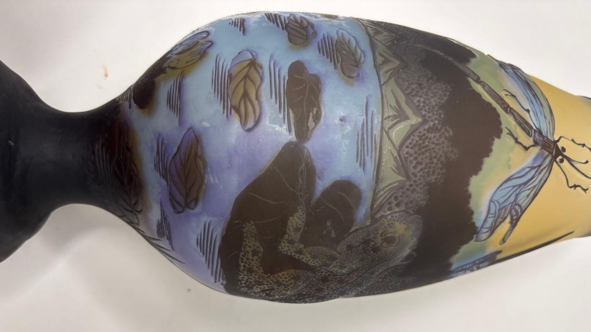Art Nouveau Cameo Vase Signed Emile Galle 14 inches For Sale 13