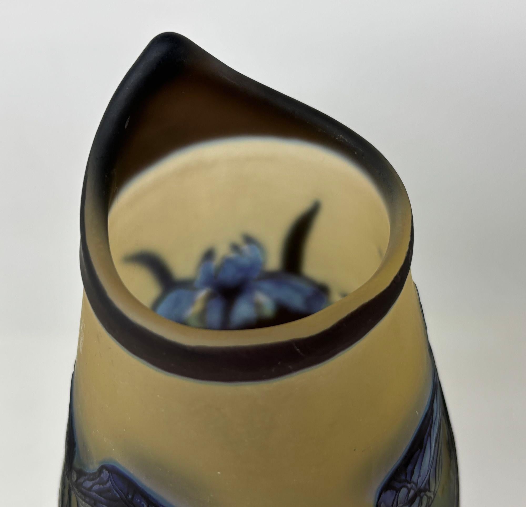 French Art Nouveau Cameo Vase Signed Emile Galle 14 inches For Sale