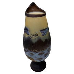 Art Nouveau Cameo Vase Signed Emile Galle 14 inches