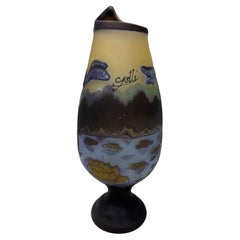 Art Nouveau Cameo Vase Signed Emile Galle 14 inches