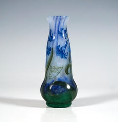Art Nouveau Cameo Vase With Bluebell Decor, Daum Nancy, France, ca 1900/05