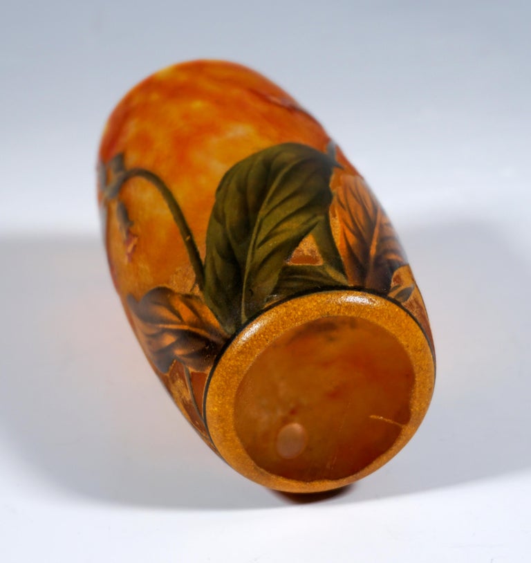Early 20th Century Art Nouveau Cameo Vase with Cowslips Decor, Daum Nancy, France, Ca 1900/05 For Sale