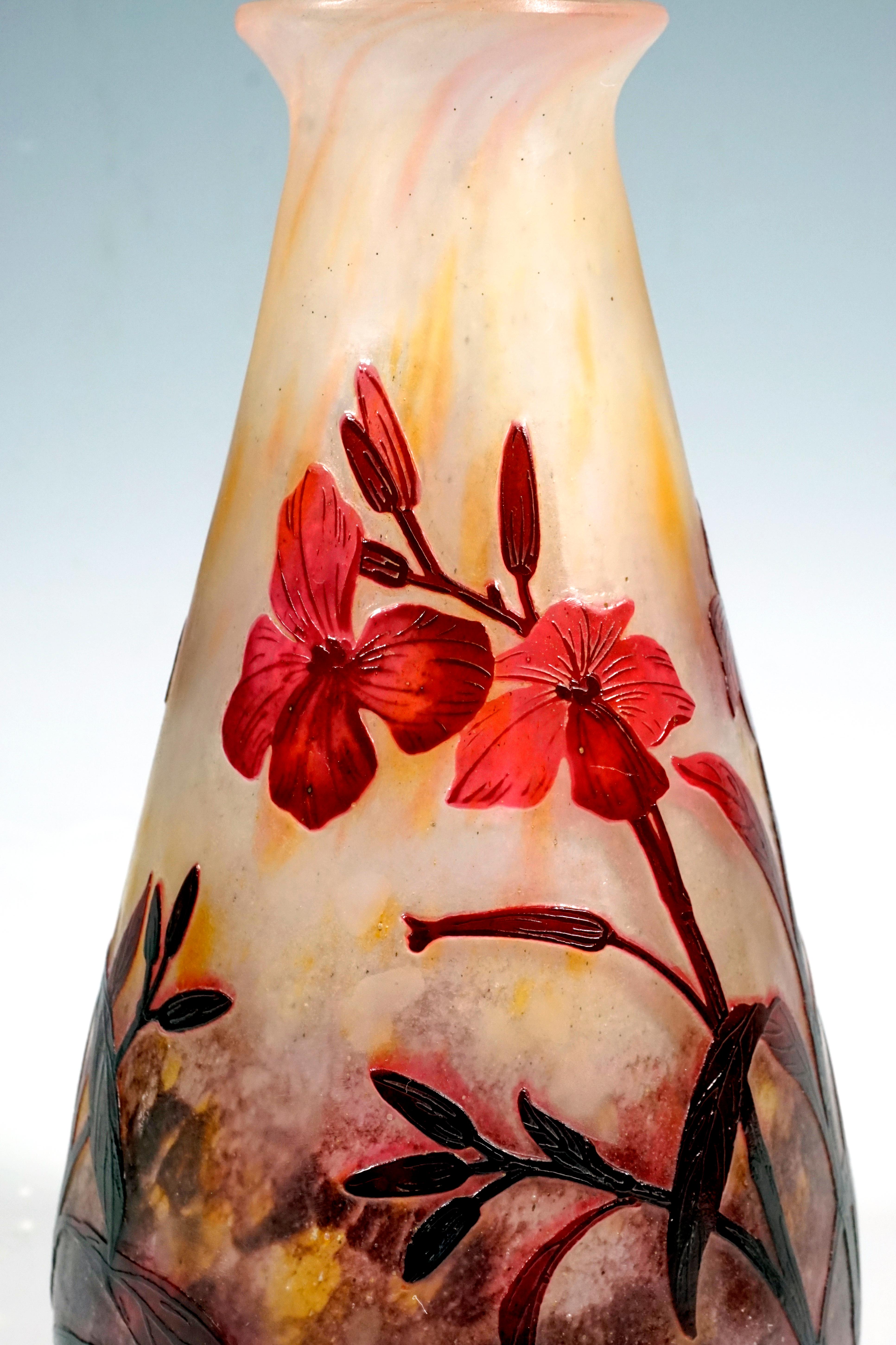 Art Nouveau Cameo Vase with Dames-Wort Decor, Daum Nancy, France, 1910-1915 In Good Condition In Vienna, AT