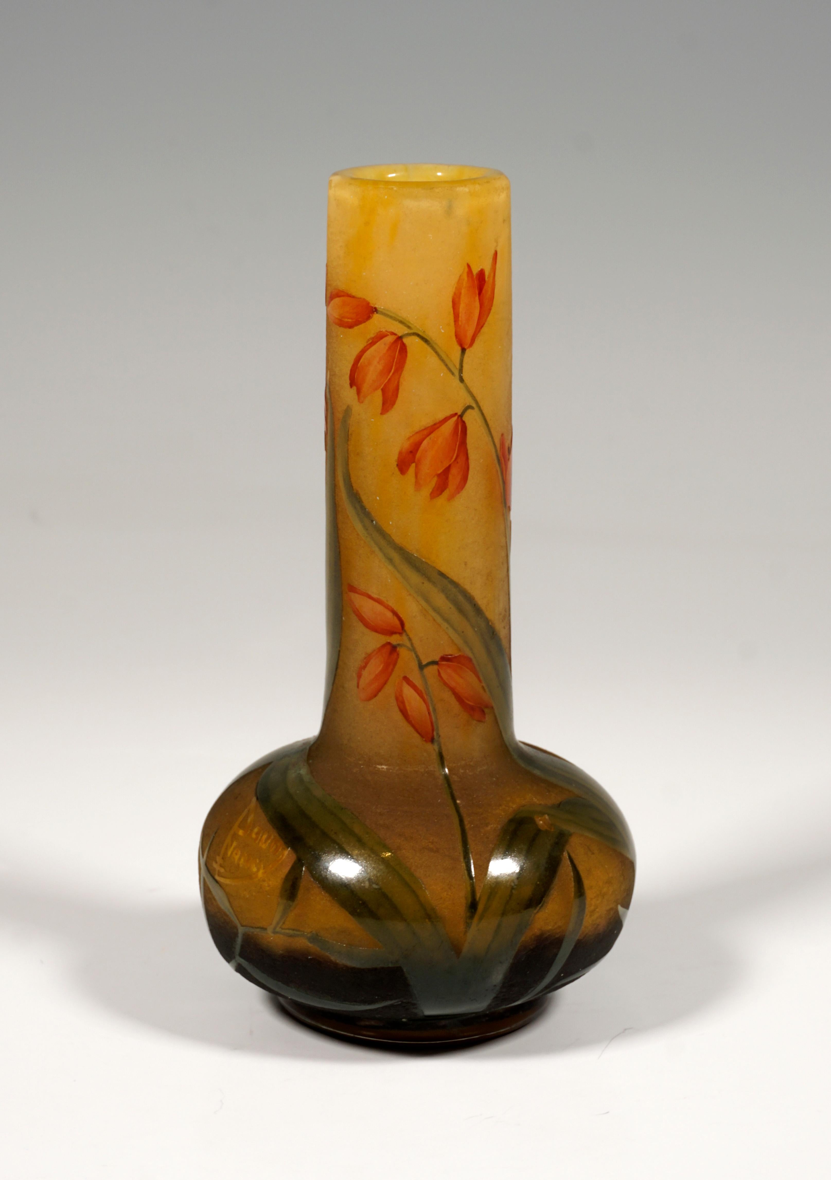 French Art Nouveau Cameo Vase with Montbretia Decor, Daum Nancy, France, 1900/05