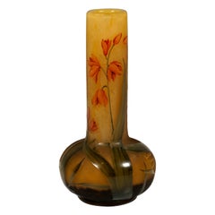 Art Nouveau Cameo Vase with Montbretia Decor, Daum Nancy, France, 1900/05