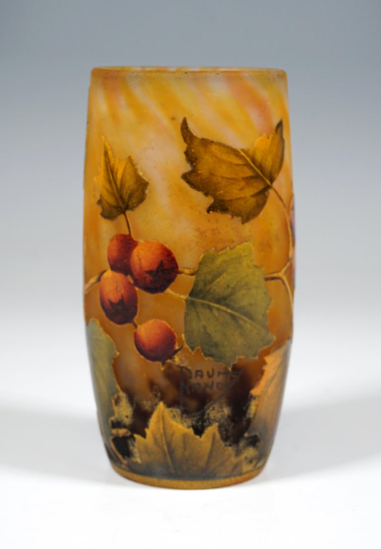 Art Nouveau Cameo Vase with Rose Hip Decor, Daum Nancy, France, 1900/05 In Good Condition For Sale In Vienna, AT