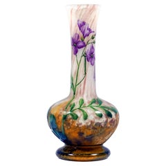 Art Nouveau Cameo Vase With Violet Decor, Daum Nancy, France, ca 1910-1915