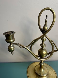Art Nouveau Candelabra, Brass, 20th Century Design, 9x10 Inches, 1920