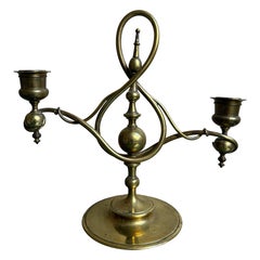 Art Nouveau Candelabra, Brass, 20th Century Design, 9x10 Inches, 1920