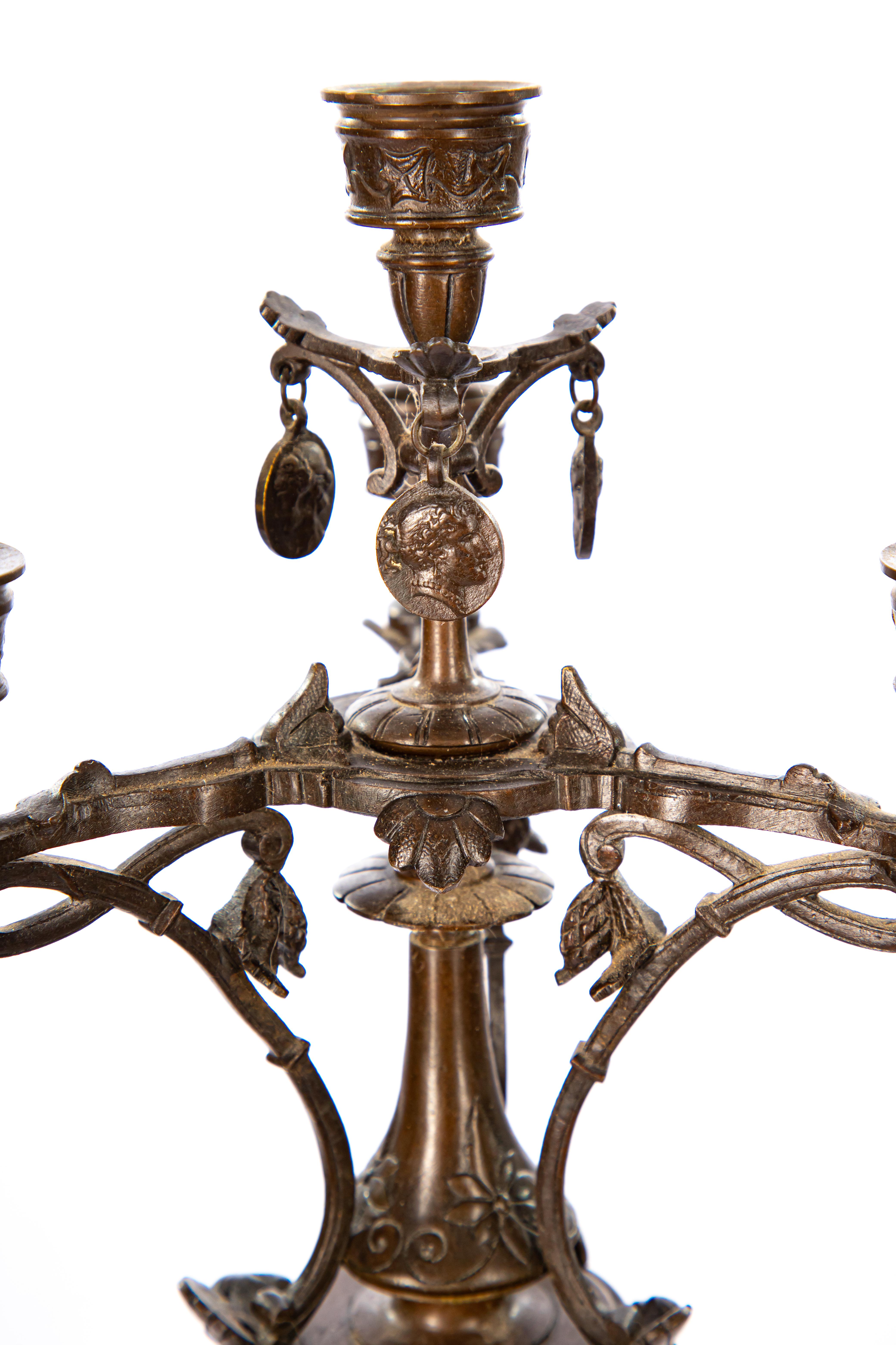 Art Nouveau Candelabras, Pair In Fair Condition For Sale In Cookeville, TN