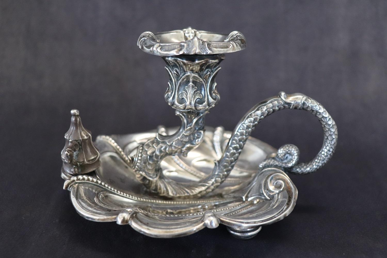 German Art Nouveau Candle Holder in 800 Sterlign Silver by Wilhelm Binder For Sale
