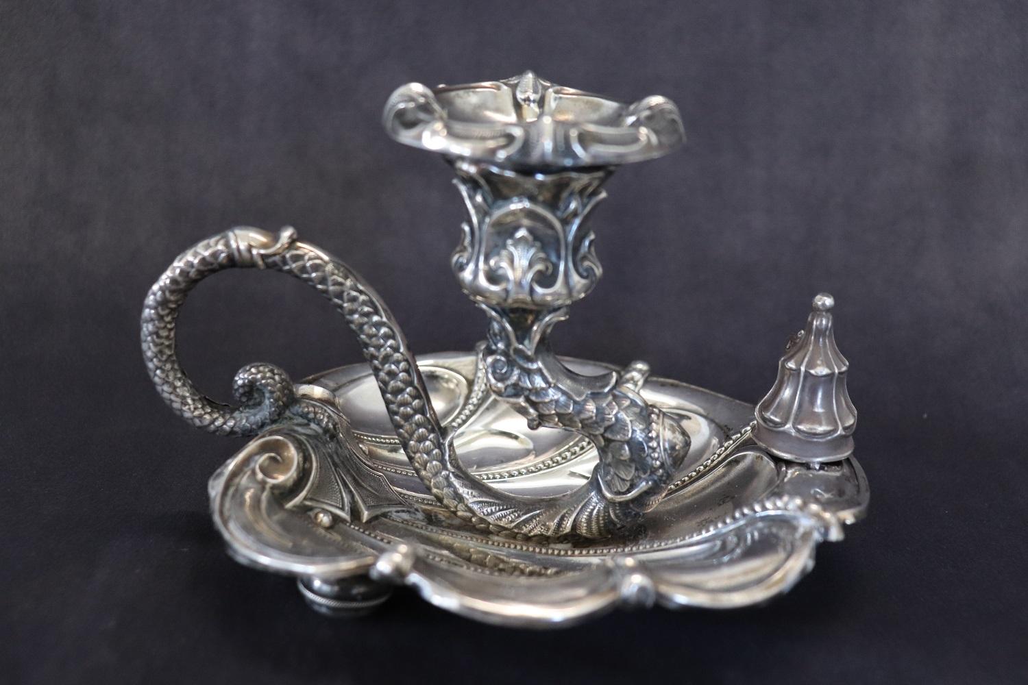 Early 20th Century Art Nouveau Candle Holder in 800 Sterlign Silver by Wilhelm Binder For Sale