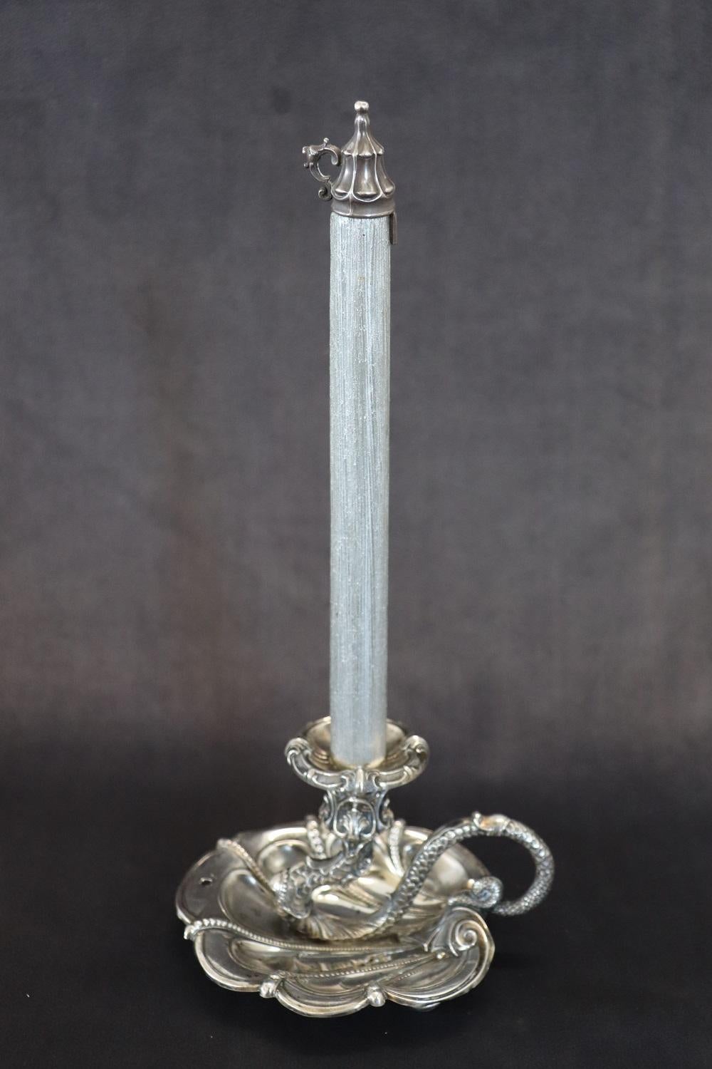 Art Nouveau Candle Holder in 800 Sterlign Silver by Wilhelm Binder For Sale 3