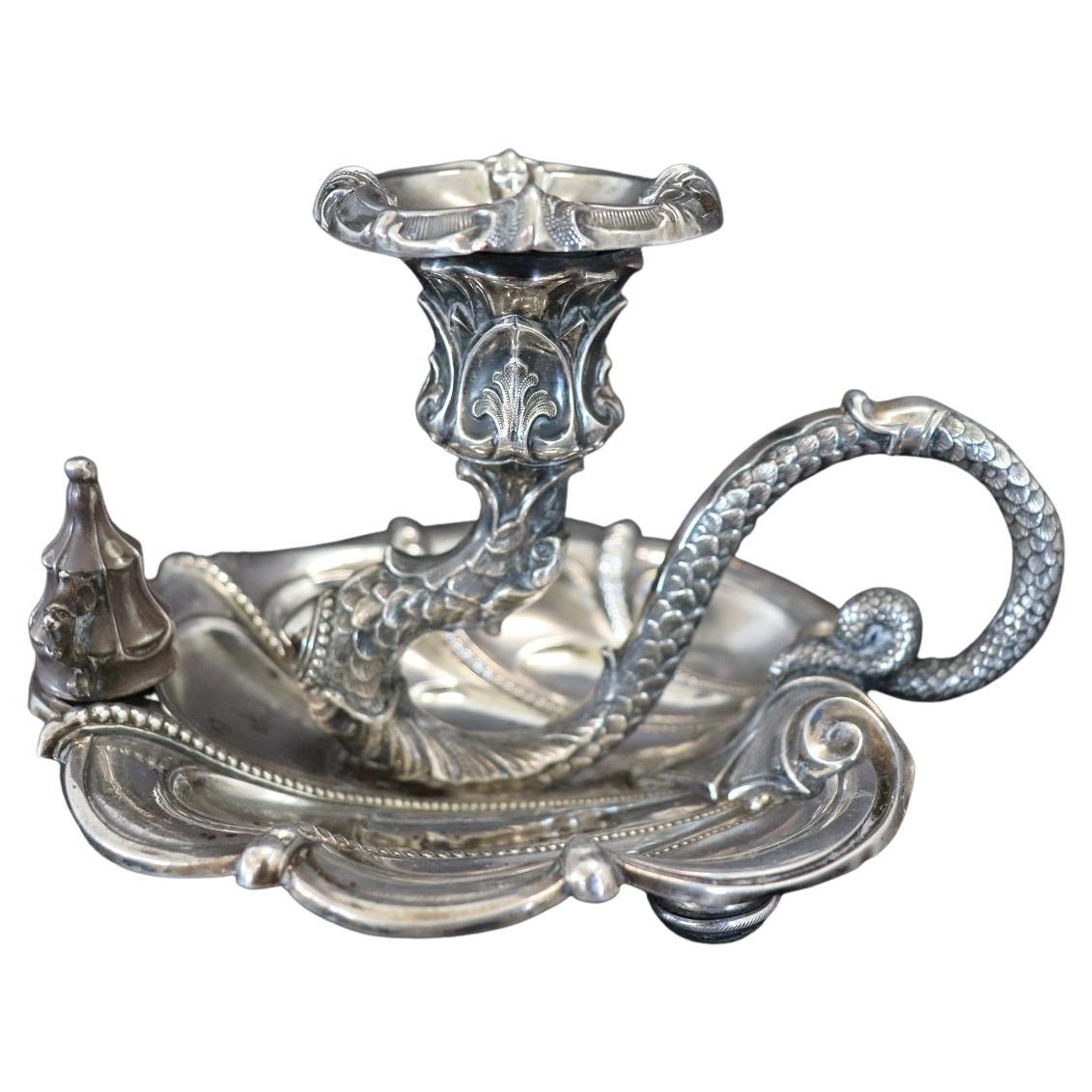 Art Nouveau Candle Holder in 800 Sterlign Silver by Wilhelm Binder For Sale