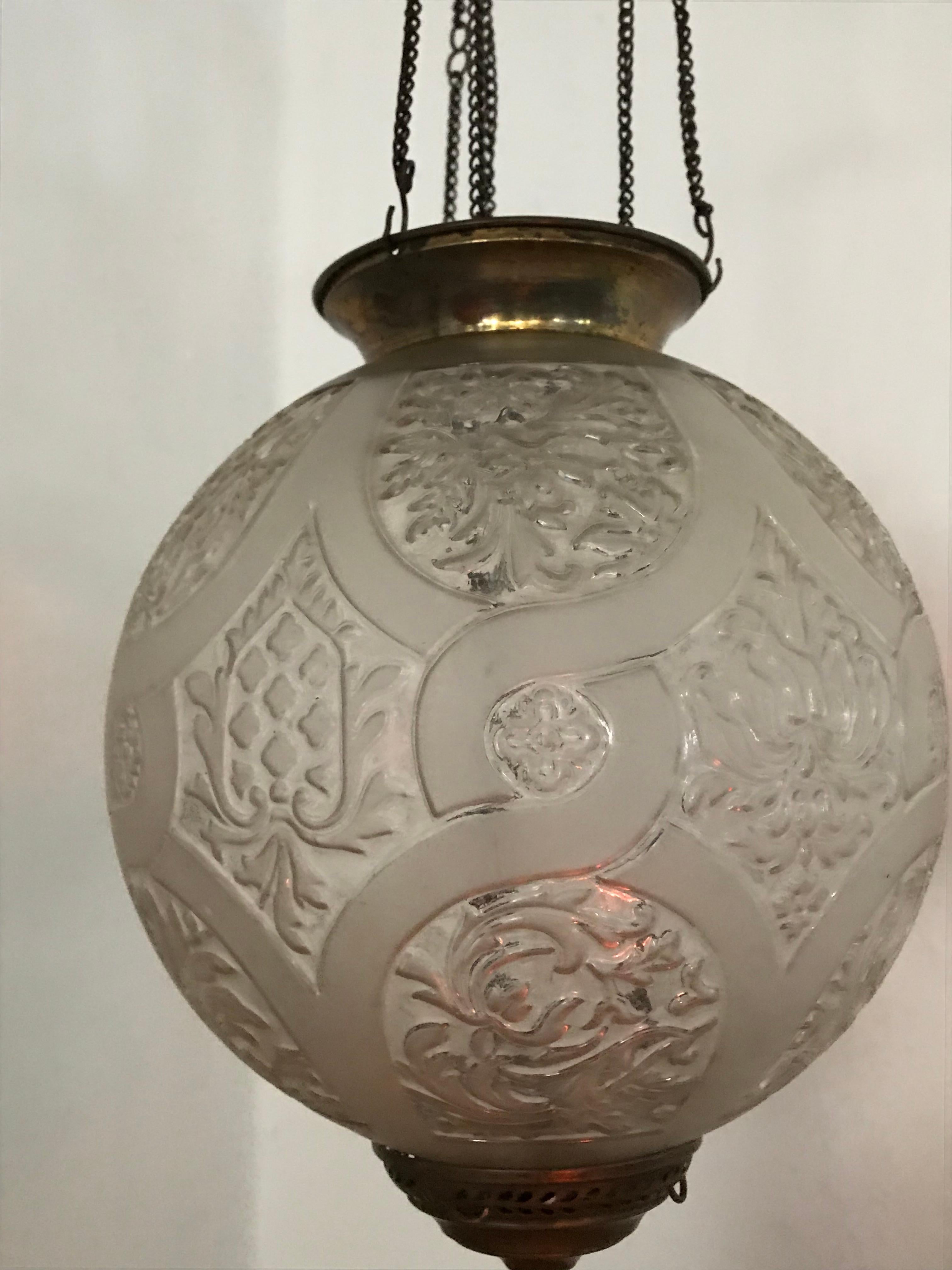 Bronze Art Nouveau Candle Lantern by Baccarat, France, circa 1890-1920 For Sale