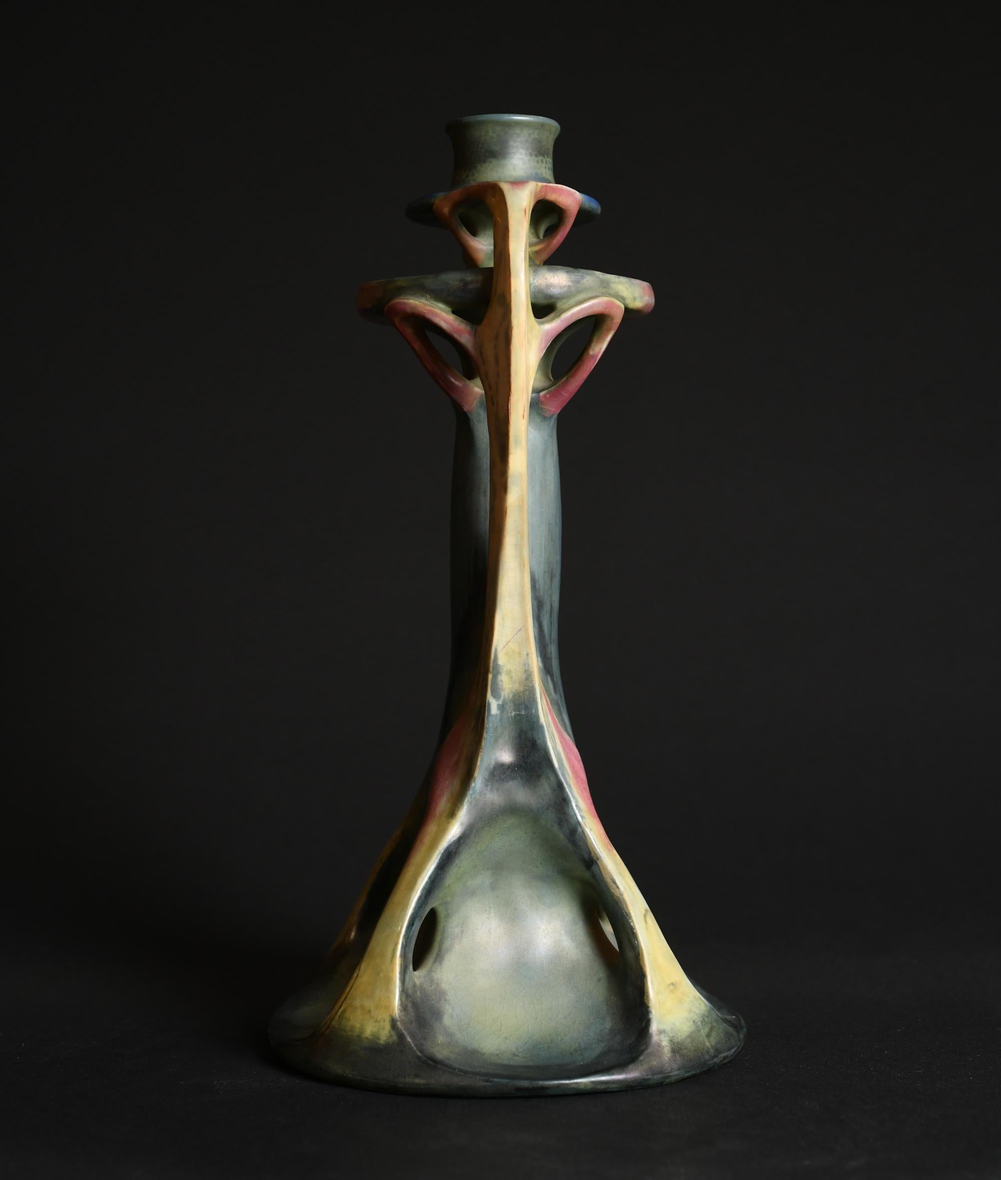 Austrian Art Nouveau Candleholder, Organic Shape by Paul Dachsel for RSTK Amphora For Sale