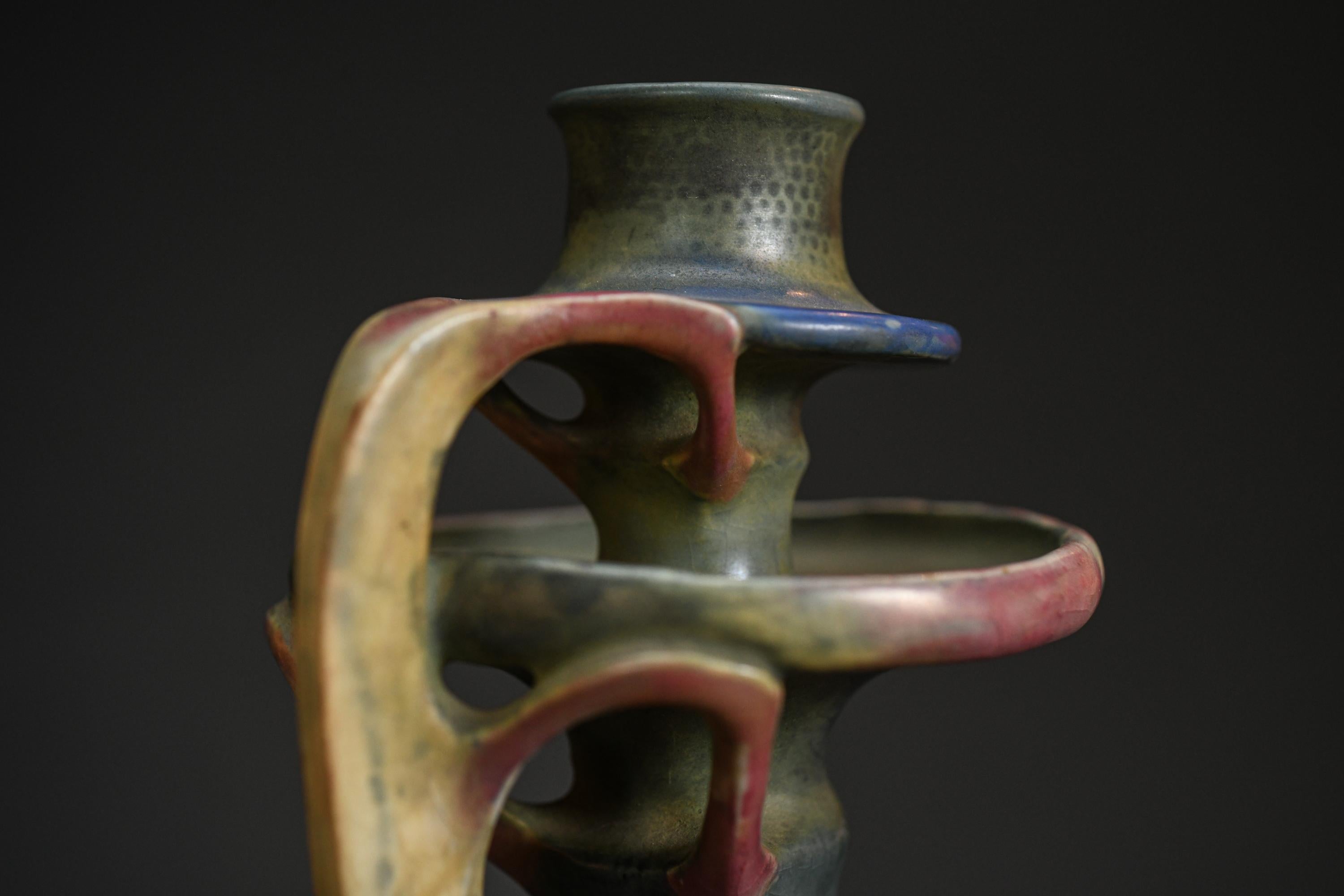 Jugendstil-Kerzenhalter, organische Form von Paul Dachsel für RSTK Amphora im Zustand „Hervorragend“ im Angebot in Chicago, US