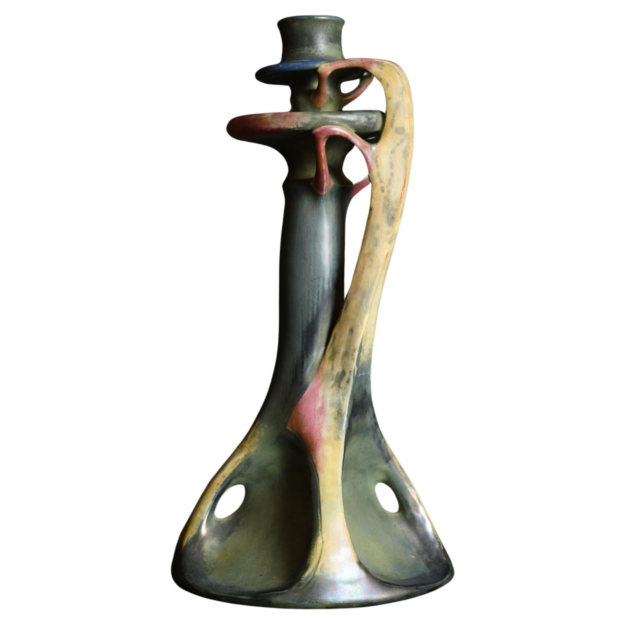 Jugendstil-Kerzenhalter, organische Form von Paul Dachsel für RSTK Amphora im Angebot