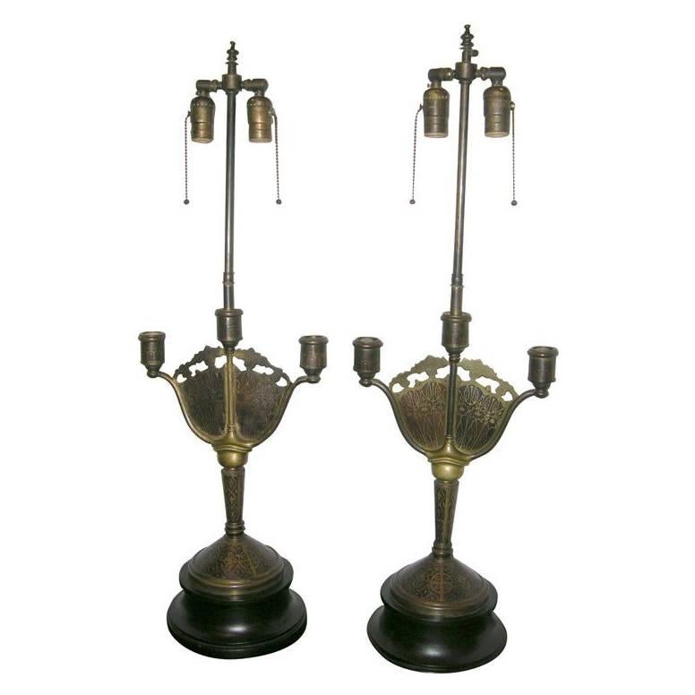 Art Nouveau Candlestick Table Lamps For Sale