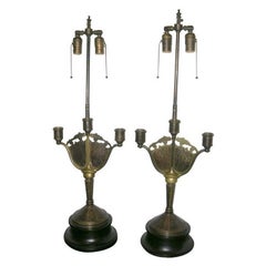 Art Nouveau Candlestick Table Lamps