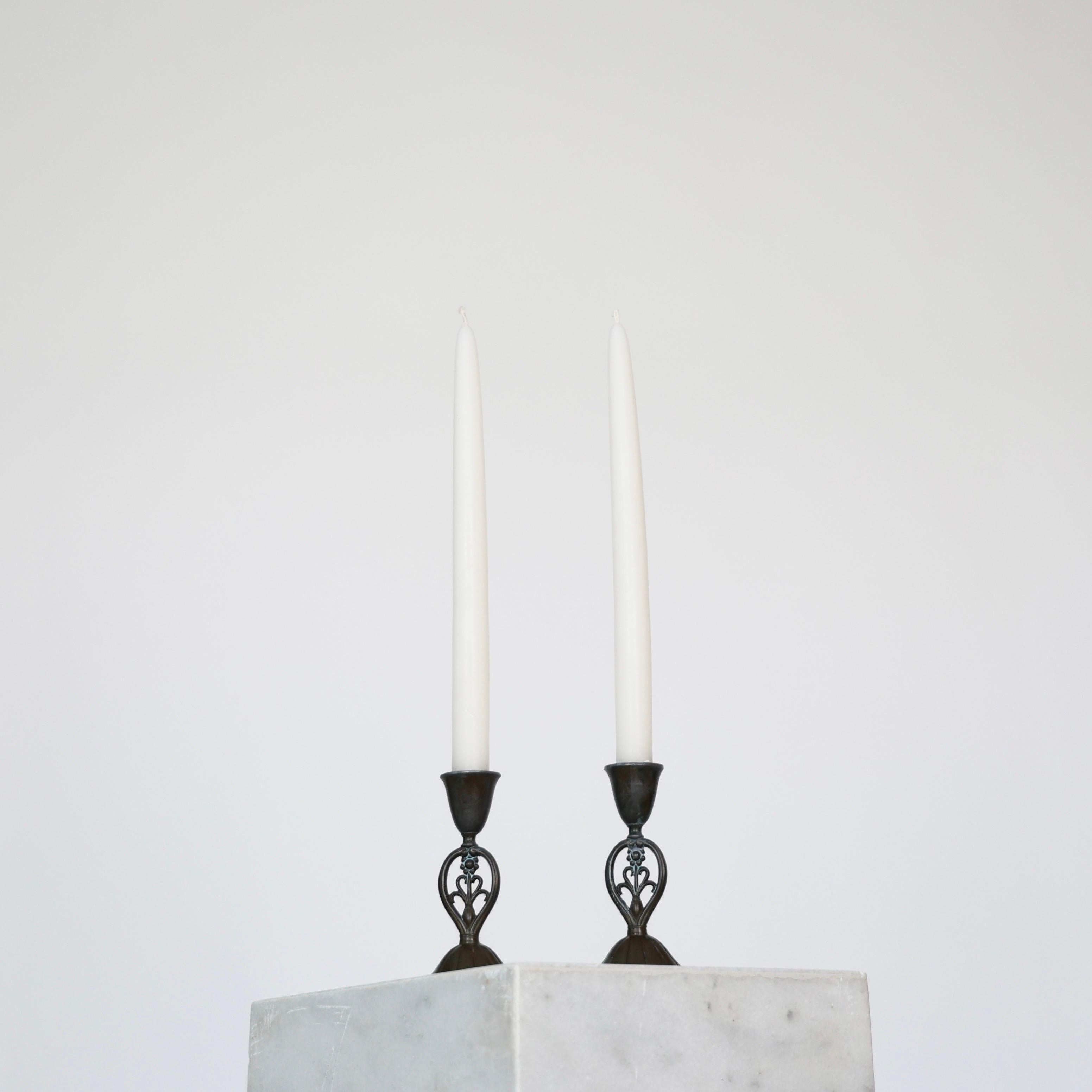 Danish Art Nouveau Candlesticks by Just Andersen, 1920s, Denmark For Sale