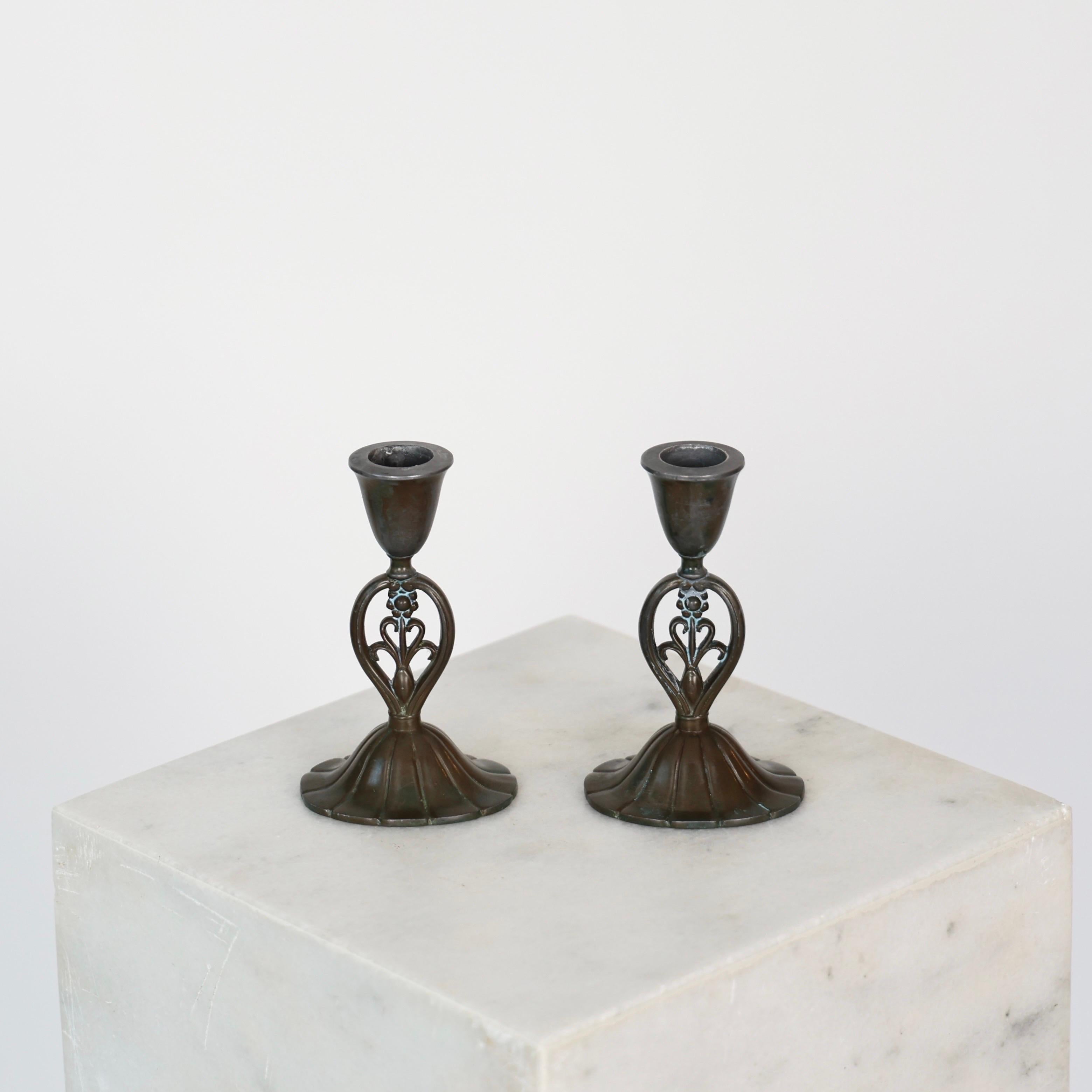 Art Nouveau Candlesticks by Just Andersen, 1920s, Denmark In Fair Condition For Sale In Værløse, DK